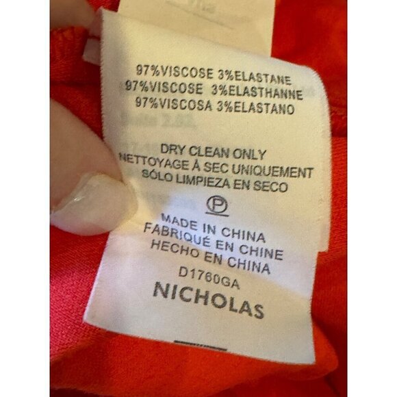 Nicholas Dress Women 10 Red V Neck Gathered Sleeve Fit And Flare Midi - Picture 11 of 12